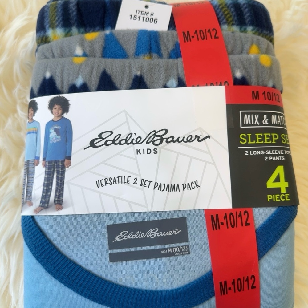 Eddie Bauer Eddie Bauer Sleep Set Pajama 4 Piece 2 Long Sleeve 2 Pants M(10/12) - Picture 5 of 5